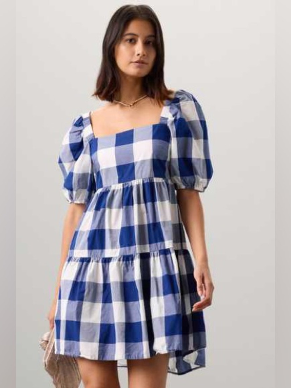 Peter Som Plaid Check Puff Sleeve Mini Dress Size 8